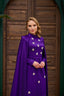Embellished Cape Evening Dress Purple