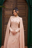 Embellished Cape Evening Dress Powder Pink