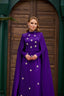 Embellished Cape Evening Dress Purple