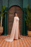 Embellished Cape Evening Dress Powder Pink