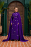 Embellished Cape Evening Dress Purple