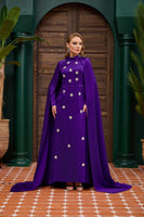 Embellished Cape Evening Dress Purple