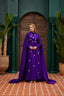 Embellished Cape Evening Dress Purple